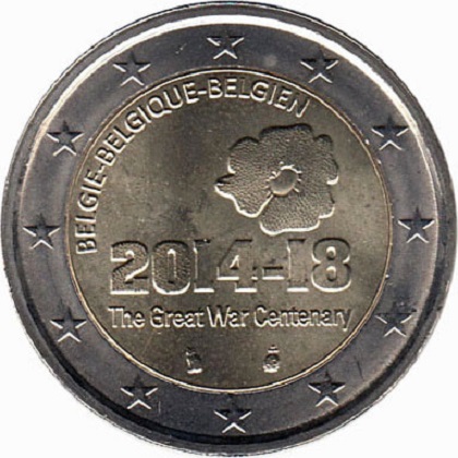 2 euros 2014 Belgique commmméorative 100e anniversaire de la grande guerre de 14-18
