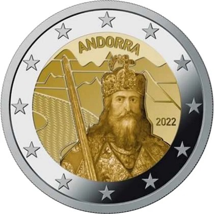 2 € euro commémorative 2022 Principauté d'Andorre pour dédiée à Charlemagne
