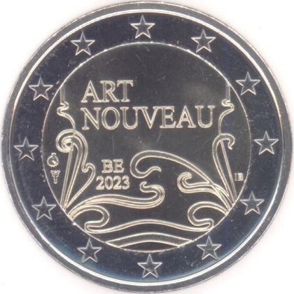 2 € commémorative 2023 Belgique pour commémorer l'Art Nouveau à Bruxelles