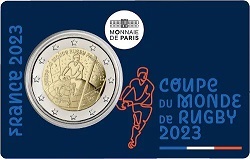 2 € commémorative 2023 France dédiée à la Coupe du Monde de Rugby France 2023 coincard bu