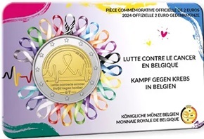 2 € commémorative 2024 Belgique combattre le cancer en Belgique coincard fr