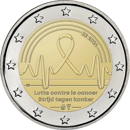 2 € commémorative 2024 Belgique combattre le cancer en Belgique