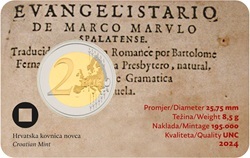 2 euro commémorative Croatie 2024 pour le 500e anniversaire de la mort de Marko Marulic coincard UNC