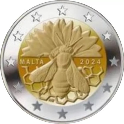 2 € euro commémorative 2024 Malte pour commémorer l'abeille maltaise