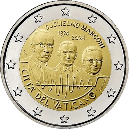 2 euro commémorative 2024 Vatican pour le 150e anniversaire de la naissance de  Marconi