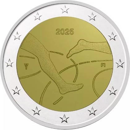 2 euro commémorative 2025 Finlande pour les 100 ans des jeux d'athlétisme Finlande-Suède