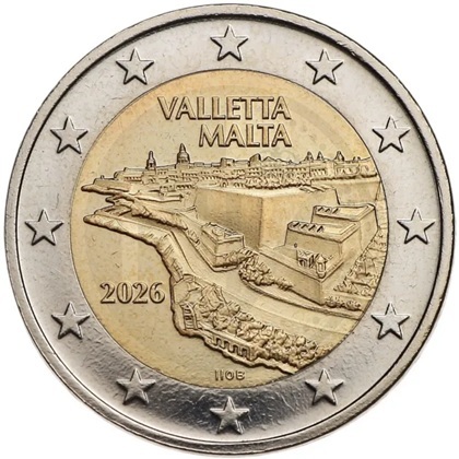 2 euro commémorative 2026 Malte la ville fortifiée LA VALETTE ( VALLETTA ).